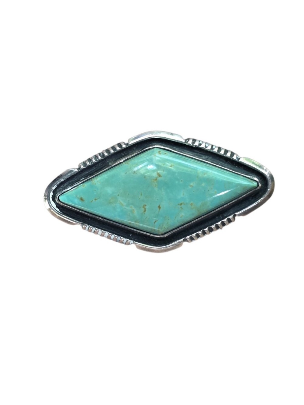Navajo Turquoise Marquise Sterling Silver Pendant Brooch Convertible